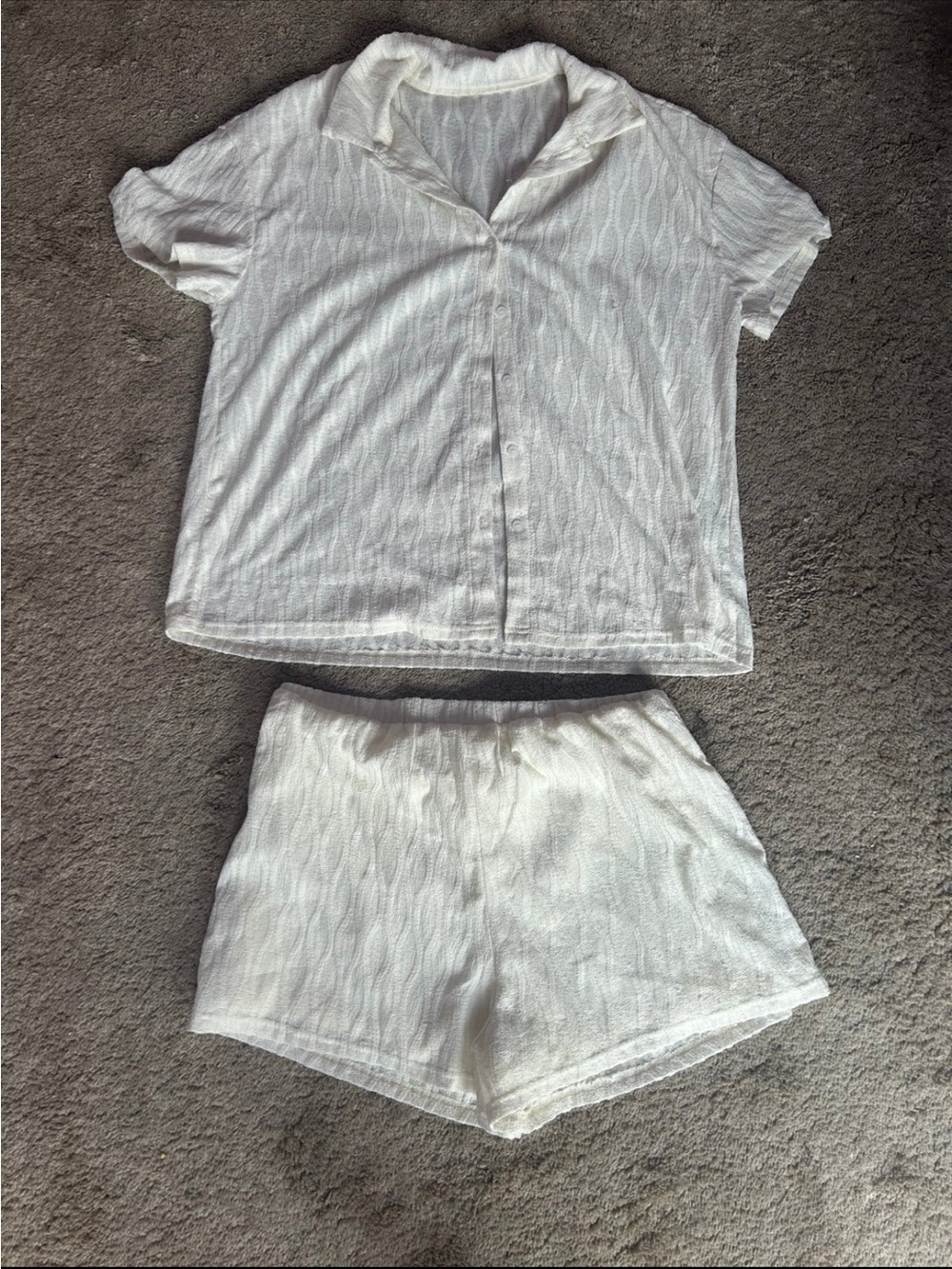 SHEIN White High Waist Lounge Shorts Set
